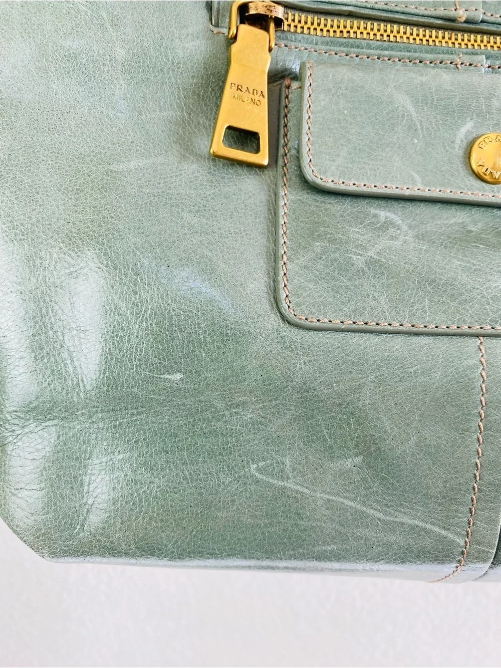 Prada Glazed Calfskin Vitello Shine Tote